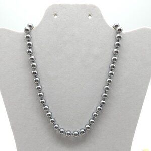 Nolan Miller Silver Tone Faux Pearl Necklace With Rhinestone Clasp 18 Inches